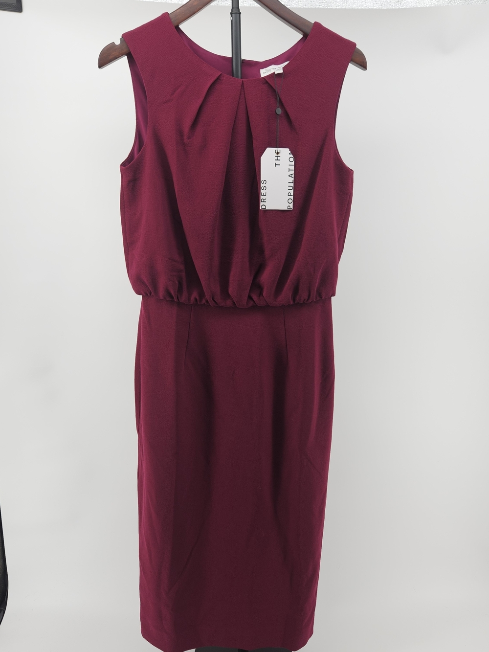 Sleeveless Pleated Waist Lined Dress M Satin Classic